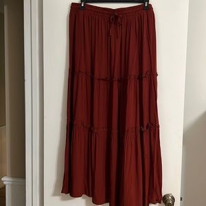 Zenana Tiered Maxi Skirt Rust 3X new with tags plus size